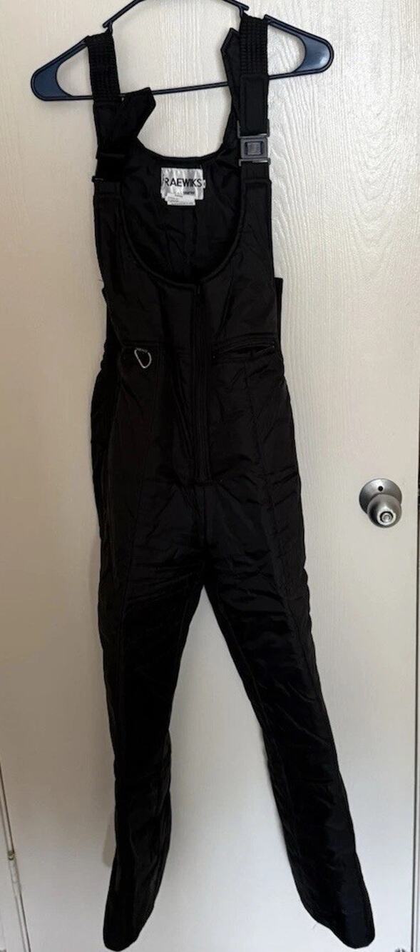 Vintage Raewiks Black Snow Bibs Ski Pants Ski Snowsuit Medium